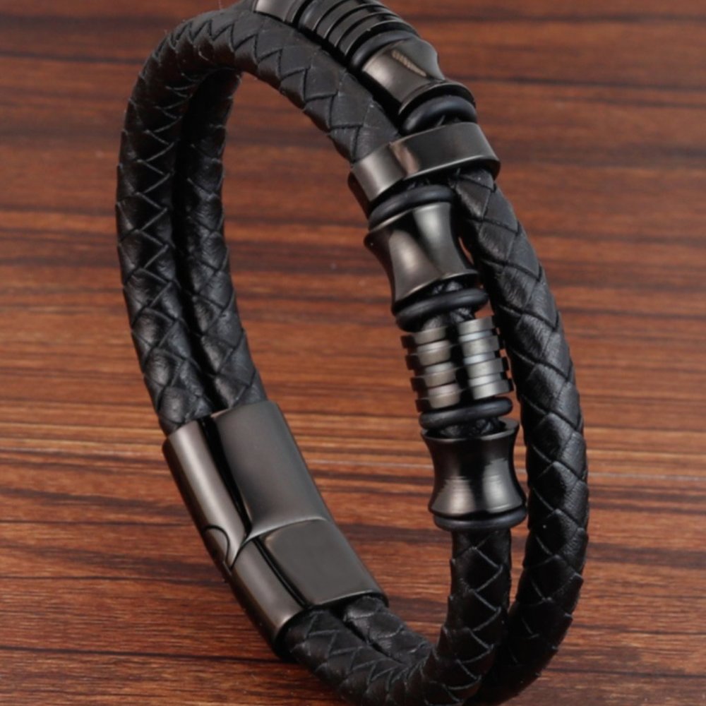 Real Leather Bracelet Blue Clasp - Picture 7 of 16